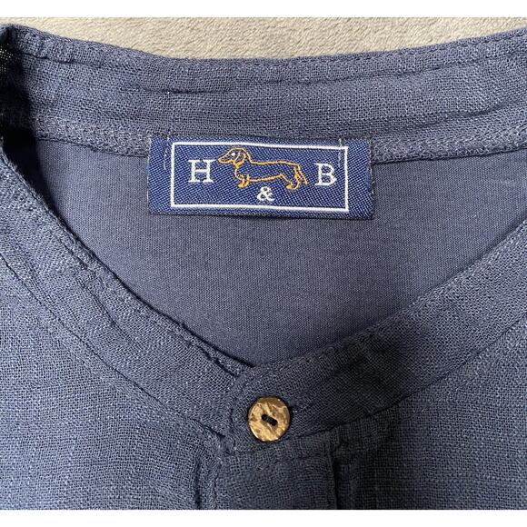 Harmont & Blaine Linen Cotton Shirt Men 4XL Blue Embroidered Logo Short Sleeve - Picture 3 of 8